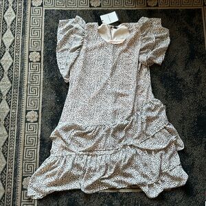 NWT Who What Wear Medium Leopard Print Blush Pink Ruffle Dress // Size XXL